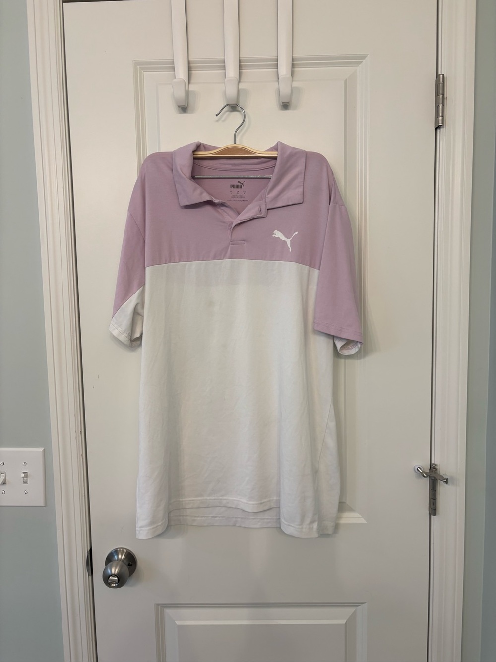 Puma Lavender and White Colorblock Polo